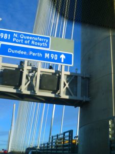 Image of overhead road sign on Queensferry Crossing