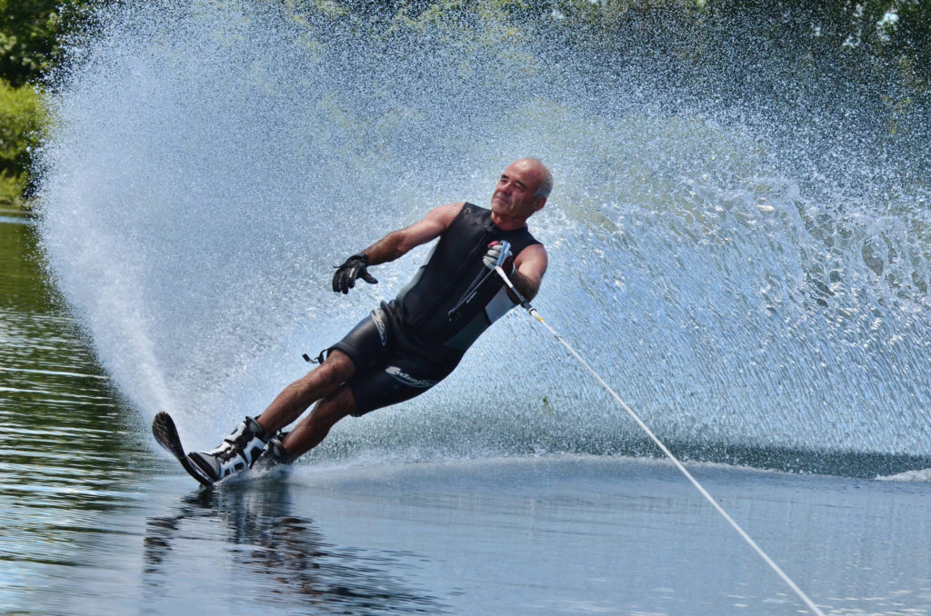 Image of veteran slalom water skier