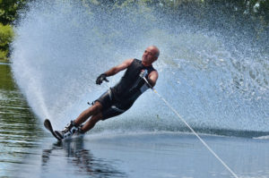 Image of veteran slalom water skier