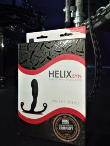 Aneros Helix Syn prostate massage device shown in North East BDSM dungeon setting