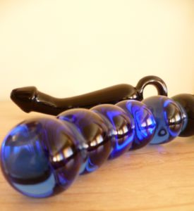 Image of two different glass anal dildos