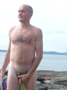Nudist on the rocks at Great Cumbrae