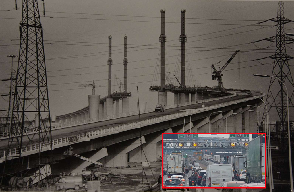 Dartford Crossing in 1990 & 2022
