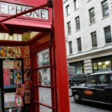 Escorts' calling cards in London phonebox